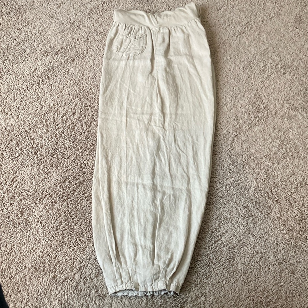 Casual Cream Linen Pants